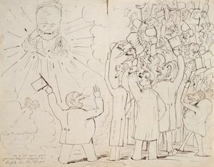 La Celebrazione per il Vecchio Hugo, caricatura di Victor Hugo (1802-85) da una lettera a Paul Verlaine, c.1880