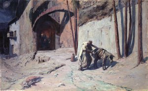 La Fuga in Egitto o, Giuseppe che mette un pacco sul suo asino, 1894 da Ernest Georges Berges