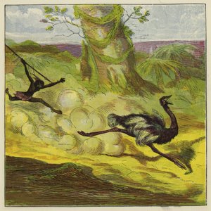 Uomo che caccia uno struzzo da Ernest Henry Griset