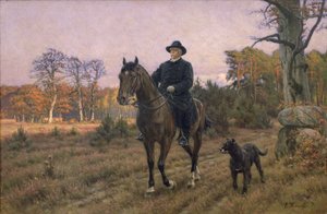 Bismarck a cavallo con cane (stampa a olio) da Ernest Henseler