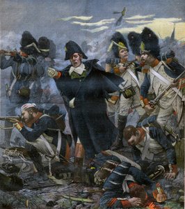 Generale Pierre Cambronne (1770-1842) accanto alle sue truppe alla Battaglia di Waterloo