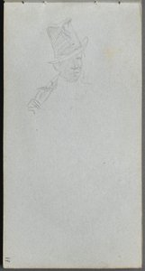 Quaderno di schizzi, pagina 17: Busto di uomo con cappello a cilindro