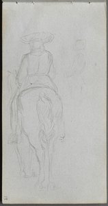 Taccuino, pagina 19: Studio di una figura a cavallo vista da dietro da Jean Louis Ernest Meissonier