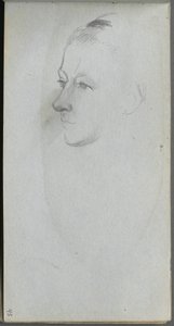 Quaderno di schizzi, pagina 45: Volto di donna, vista di 3/4