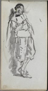 Taccuino, pagina 46: Figura maschile in piedi da Jean Louis Ernest Meissonier