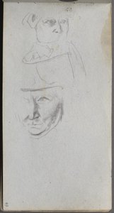 Quaderno di schizzi, pagina 47: Studi di tre volti da Ernest Meissonier