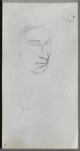 Quaderno degli schizzi, pagina 61: Volto, profilo a 3/4 da Ernest Meissonier