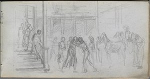 Taccuino, pagina 62: Studio di figura, scala, cavallo da Jean Louis Ernest Meissonier