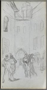 Taccuino, pagina 63: Figure in un cortile da Ernest Meissonier
