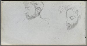 Taccuino, pagina 65: Studio di volti di profilo da Jean Louis Ernest Meissonier