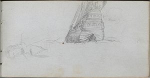 Taccuino, pagina 84: Studio di figura, Studio di una nave