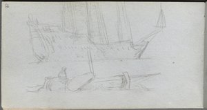 Taccuino, pagina 85: Studio di una nave e boa da Ernest Meissonier