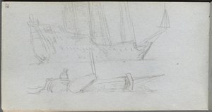 Taccuino, pagina 85: Studio di una nave e di una boa da Jean Louis Ernest Meissonier