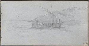 Taccuino, pagina 88: Paesaggio marino e figura