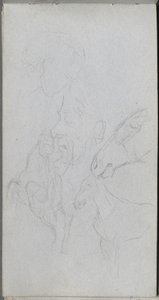 Quaderno di schizzi, pagina 90: Studio di cavalli, profili da Ernest Meissonier