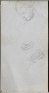 Taccuino, pagina 96: Studio di un volto, orecchie da Jean Louis Ernest Meissonier