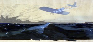 Louis Bleriot: Primo attraversamento aereo del Canale della Manica, c.1920 (illustrazione) da Ernest Montaut
