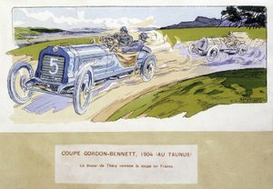 Corsa: la Coppa Gordon Bennett nel 1904 - disegno di Ernest Montaut (1878-1909)