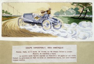 Corsa: la Coppa Vanderbilt nel 1904 - disegno di Ernest Montaut (1878-1909)