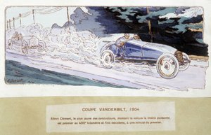 Corsa: la Coppa Vanderbilt nel 1904 - disegno di Ernest Montaut (1878-1909)