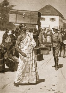 Portatori in partenza dal Castello di Cape Coast per Kumassi, illustrazione da 