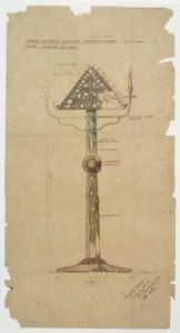 Progetto per leggio in ebano intarsiato con osso e argento per la chiesa di St. Andrews, Roker 1906 da Ernest William Gimson