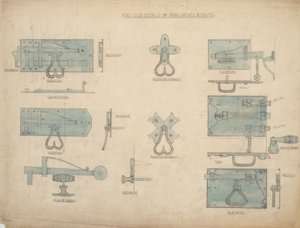 Progetti per chiavistelli e catenacci in ferro, c.1905-15 da Ernest William Gimson