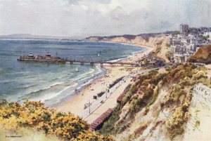 Molo e spiagge di Bournemouth da Eastcliff da Ernest William Haslehust