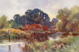 Fiume Tamigi: Pangbourne (litografia a colori)
