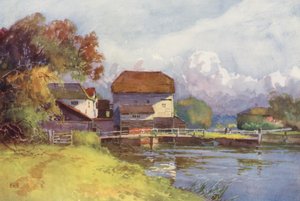 Fiume Tamigi: Shiplake Mill (litografia a colori)