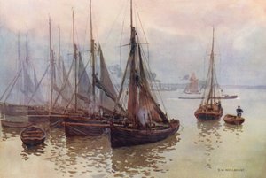 Fiume Tamigi: La flotta di gamberi, Gravesend da Ernest William Haslehust