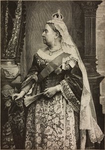 Sua Maestà la Regina Vittoria alla celebrazione del 50º anniversario della sua incoronazione, incisione di Ernesto Mancastroppa da foto di Walery, da L