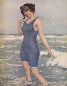 Donna che fa il bagno nel mare