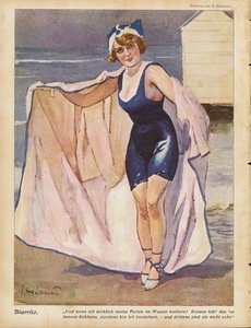 Donna sulla spiaggia a Biarritz