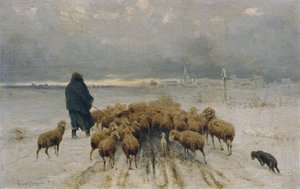 Gregge di pecore che torna a casa da Ernst Adolph Meissner