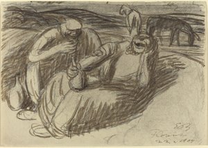 Contadini italiani con fiaschi di vino da Ernst Barlach