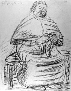 Vecchia donna che lavora a maglia da Ernst Barlach