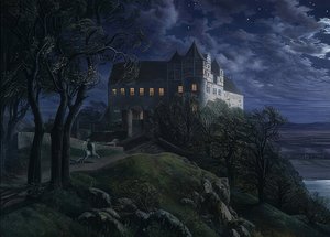Castello di Scharfenberg di notte. 1827