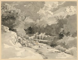 Paesaggio con donne alla fonte per il bucato da Ernst Fries