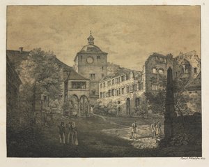 Sei vedute del castello di Heidelberg: Terrazza del castello da Ernst Fries