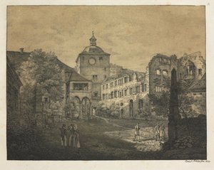 Sei Vedute del Castello di Heidelberg: Terrazza del Castello, 1820 da Ernst Fries