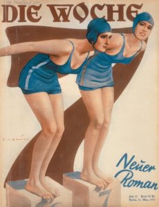 Nuotatrici alla partenza / E. Heilemann