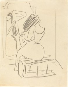 Una donna che si pettina davanti a uno specchio, fine XIX-inizio XX secolo da Ernst Ludwig Kirchner