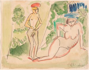 Due bagnanti vicino al bosco, 1910-1911