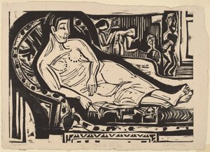 Donna sdraiata su un divano da Ernst Ludwig Kirchner