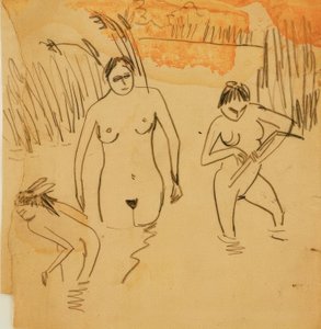 Bagnanti agli stagni di Moritzburg (a sinistra Fränzi) da Ernst Ludwig Kirchner