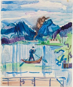 Lago di montagna con un canottiere da Ernst Ludwig Kirchner