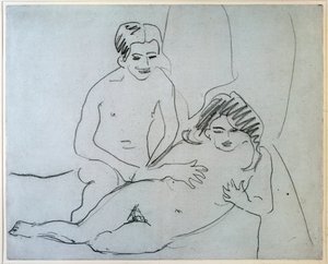 Coppia nuda sdraiata su un letto da Ernst Ludwig Kirchner