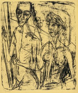 Coppia in stanza, uomo nudo con donna da Ernst Ludwig Kirchner