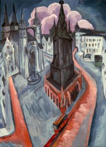 La torre rossa a Halle da Ernst Ludwig Kirchner